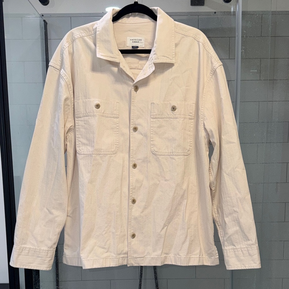 American Eagle Outfitters Men's Cream Shirt Jacket
